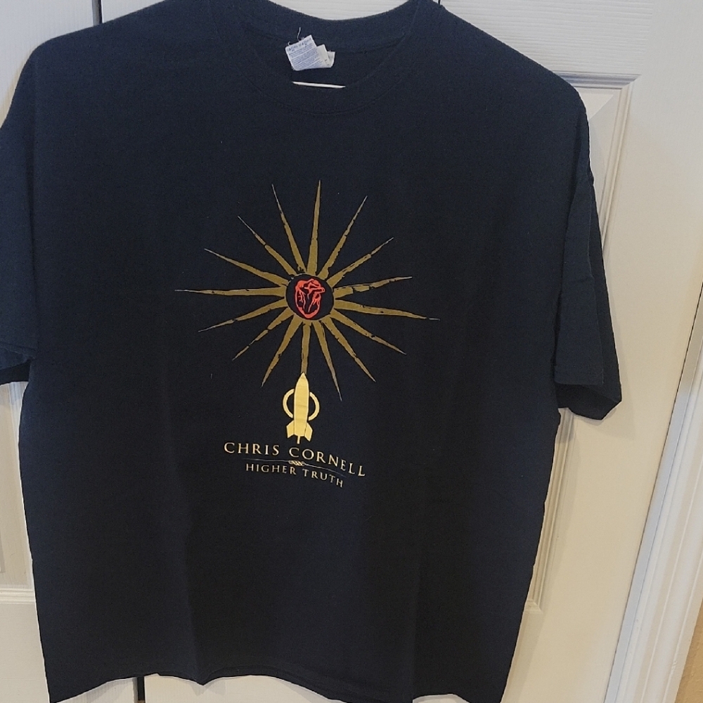Gildan Black Tee with Gold and Red Graphic